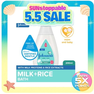 JOHNSONS BABY - Johnson's Milk + Rice Baby Bath 200ml - Baby Essentials, Baby Care, Baby Wash, Body Wash For Baby