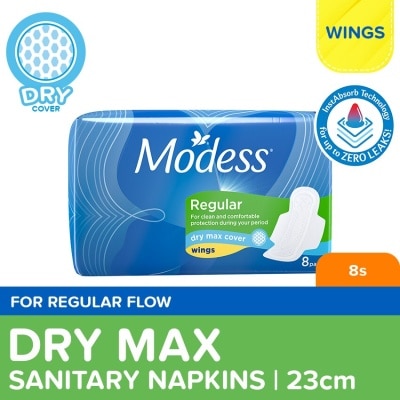 MODESS Modess Regular Dry Max with Wings Sanitary Napkin 8s - Regular Flow, Dry Feeling