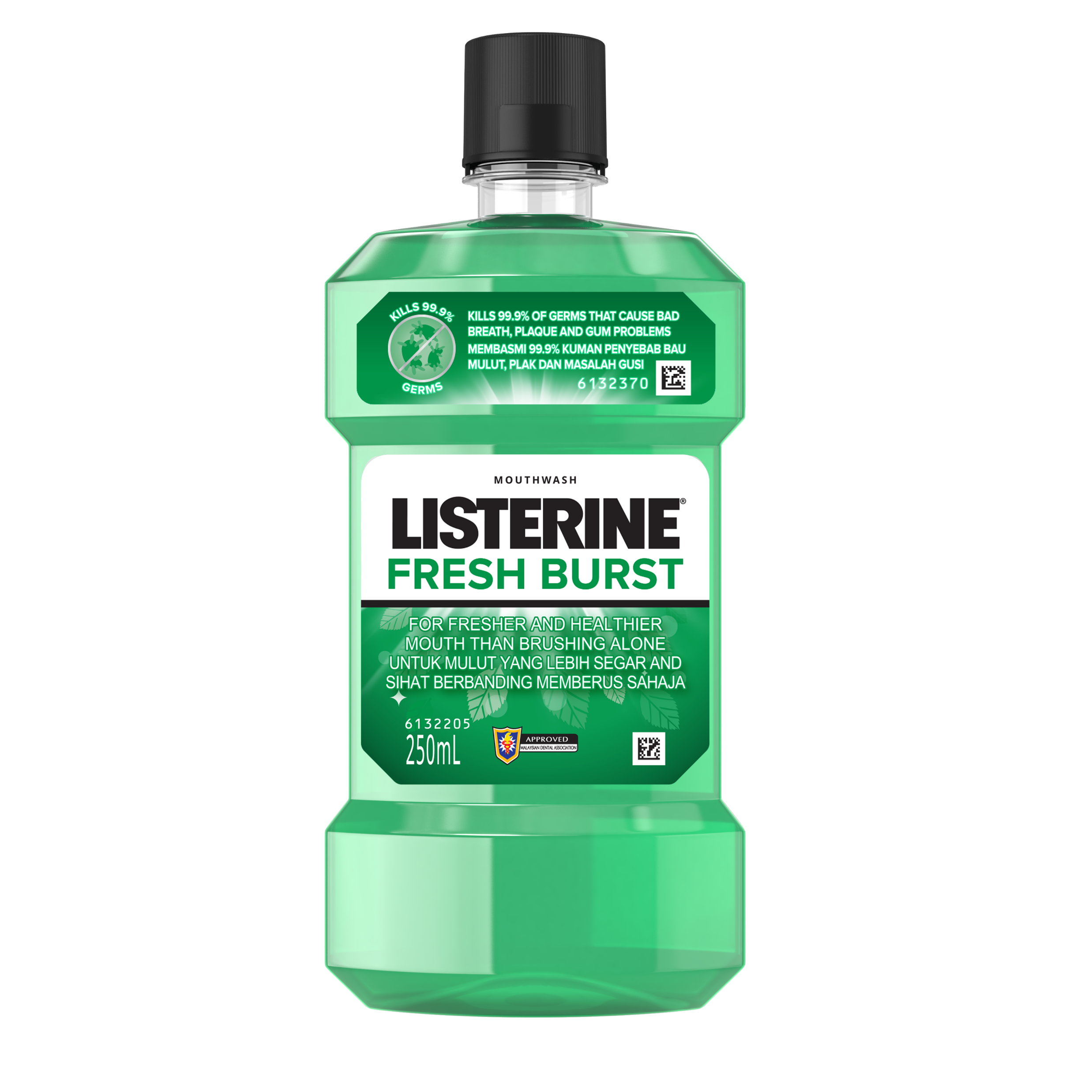 Listerine Fresh Burst Mouthwash 250ml - For Oral Care, Mint Fresh to Fight Bad Breath