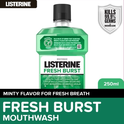 LISTERINE Listerine Fresh Burst Mouthwash 250ml - For Oral Care, Mint Fresh to Fight Bad Breath