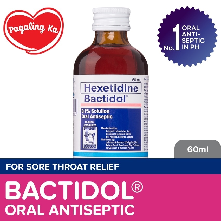 Bactidol Oral Antiseptic Gargle Mouthwash 60ml for Sore Throat, Itchy Throat