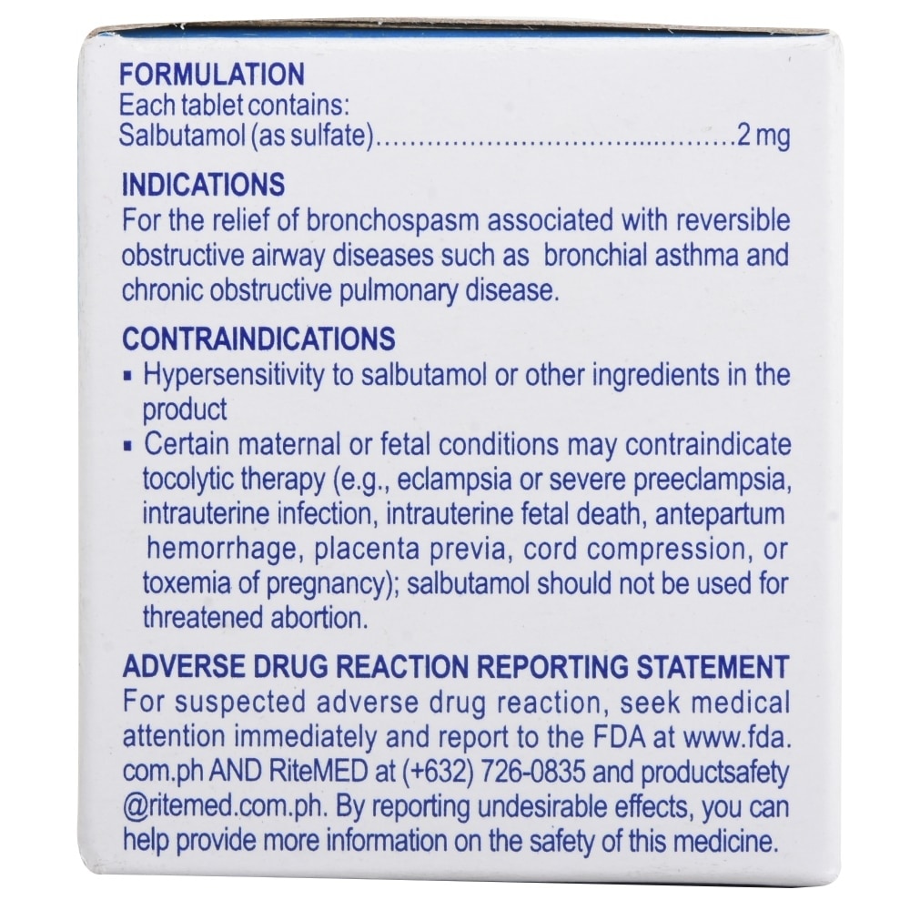 Salbutamol Sulfate 2mg 1 Tablet  [Prescription Required]