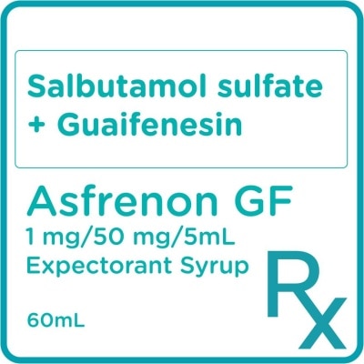 ASFRENON Salbutamol Guaifenesin 1 mg/50 mg/5 mL Syrup 60 mL [PRESCRIPTION REQUIRED]