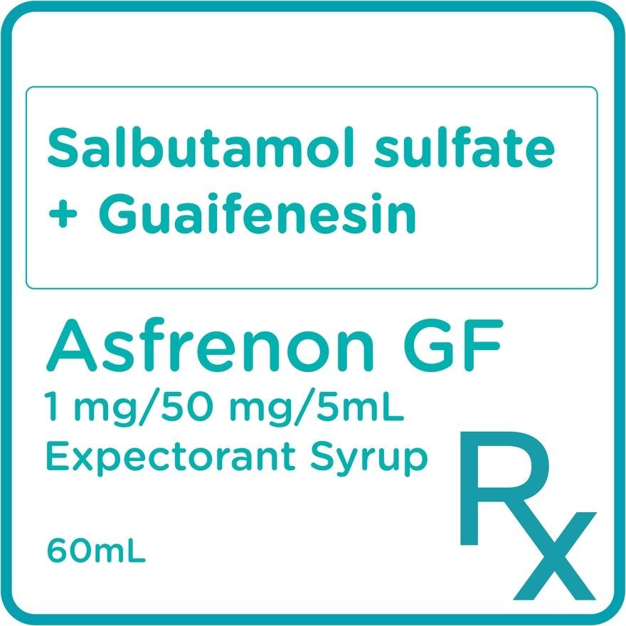 Salbutamol Guaifenesin 1 mg/50 mg/5 mL Syrup 60 mL [PRESCRIPTION REQUIRED]