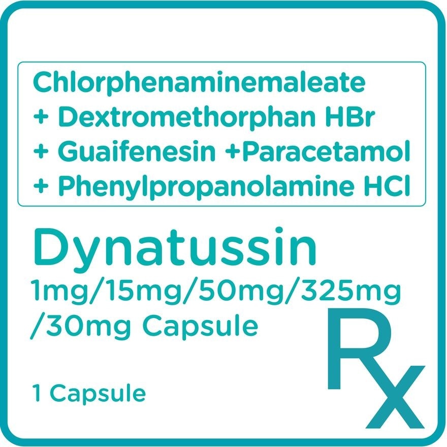 Chlorphenamine maleate + Dextromethorphan HBr + Guaifenesin + Paracetamol + Phenylpropanolamine HCl 1mg/15mg/50mg/325mg/30mg 1 Capsule [PRESCRIPTION REQUIRED]