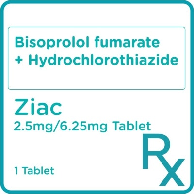 ZIAC Ziac Bisoprolol fumarate 2.5mg + Hydrochlorothiazide 6.25mg 1 Tablet [Prescription Required]