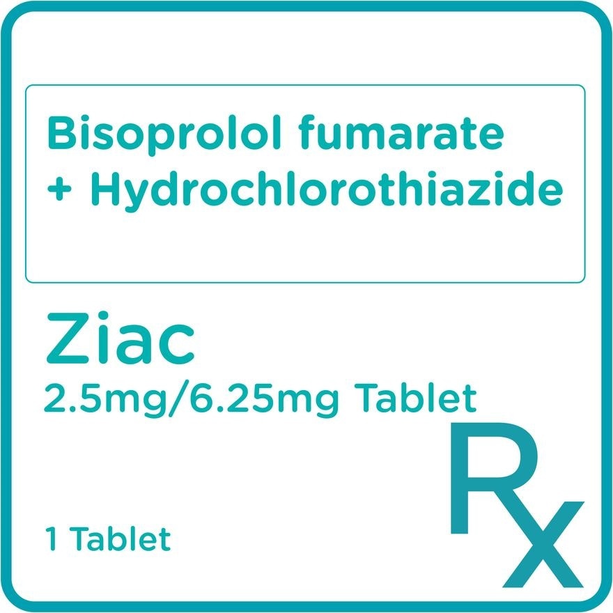 Ziac Bisoprolol fumarate 2.5mg + Hydrochlorothiazide 6.25mg 1 Tablet [Prescription Required]