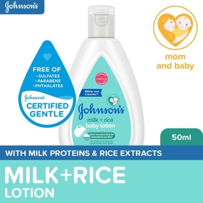 JOHNSONS BABY Johnson's Milk+Rice Baby Lotion 50ml-Lotion for Baby,Baby Essentials,Baby Body Lotion,Milk Lotion