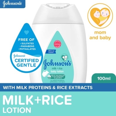 JOHNSONS BABY Johnson's Milk+Rice Baby Lotion 100ml-Lotion for Baby,Baby Essentials,Baby Body Lotion,Milk Lotion