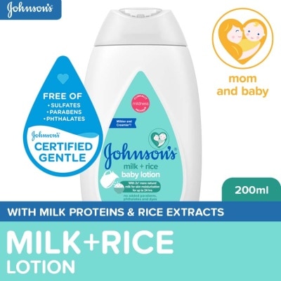 JOHNSONS BABY Johnson's Milk+Rice Baby Lotion 200ml-Lotion for Baby,Baby Essentials,Baby Body Lotion,Milk Lotion