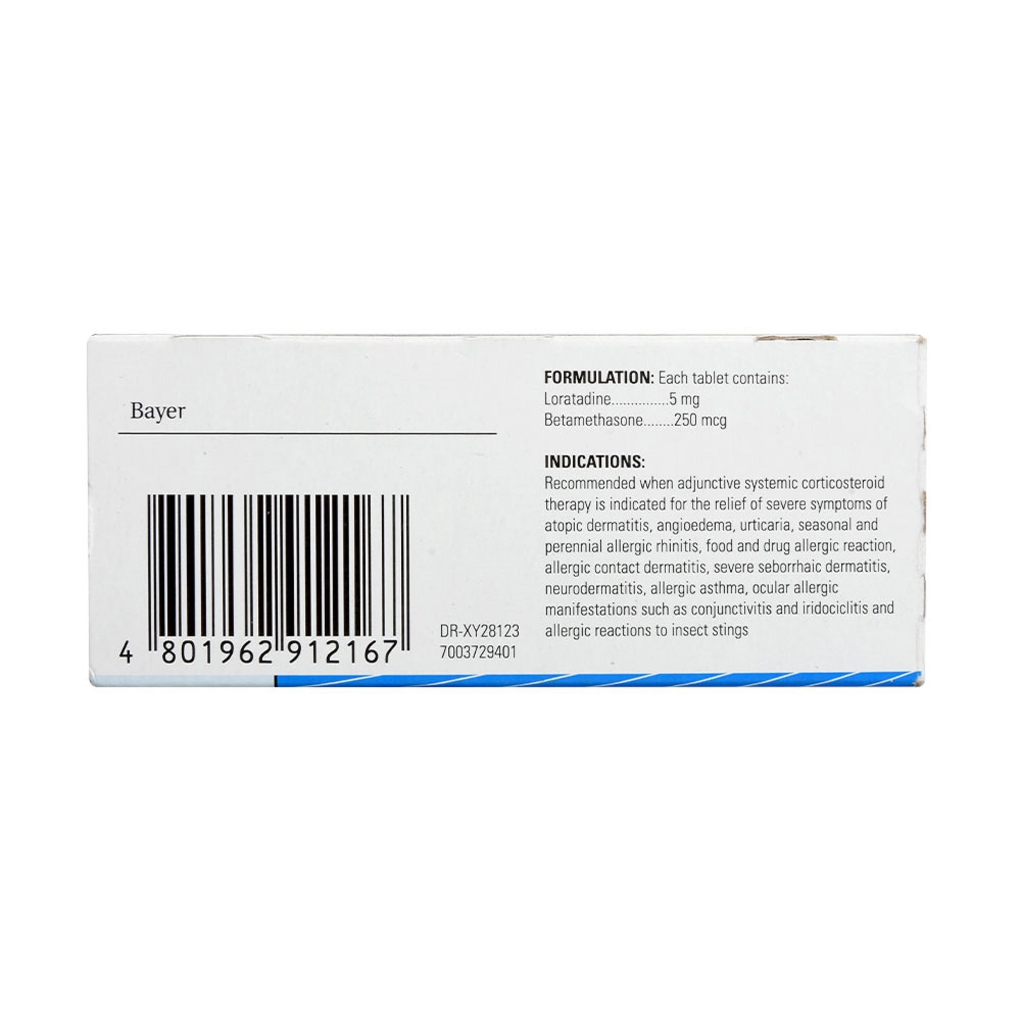 Loratadine + Betamethasone 5 mg/250 mcg 1 Tablet [PRESCRIPTION REQUIRED]