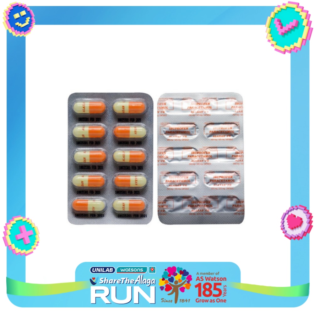 ALAXAN Paracetamol Ibuprofen 325mg/200mg Capsule Sold Per Piece