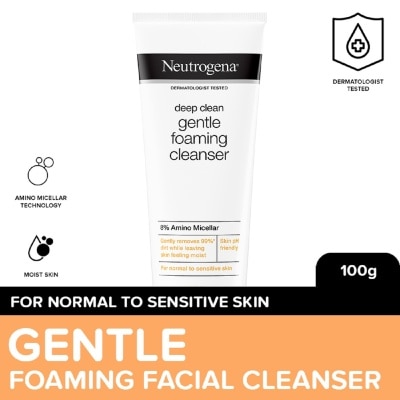 NEUTROGENA Neutrogena Deep Clean Gentle Foaming Cleanser 100g - Moisturizing Facial Wash for Combination Skin