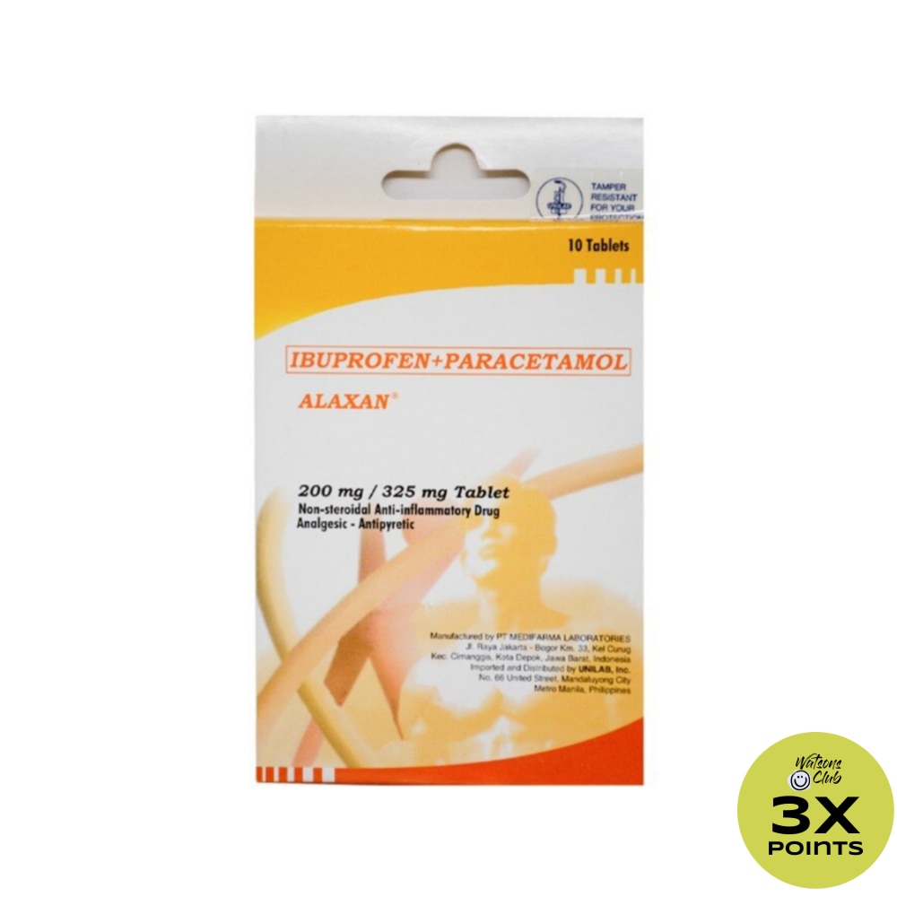 Paracetamol Ibuprofen 325 mg/200 mg Tablet x 10 Tablets/Pack