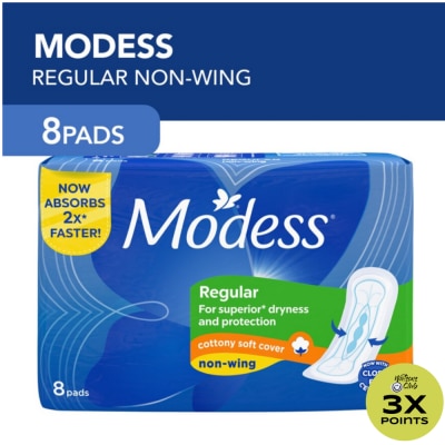 MODESS Modess Regular Cottony Soft Non-Wing Sanitary Napkin 8s - Regular Flow, Fast Absorbing Against Leaks