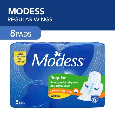 MODESS Modess Regular Cottony Soft with Wings Sanitary Napkins 8s - Regular Flow, Fast Absorbing vs Leaks