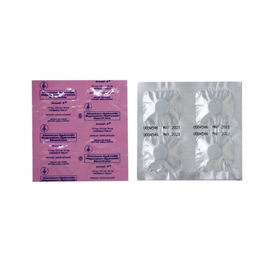 Aluminum hydroxide 178mg + Magnesium hydroxide 233mg + Simethicone 30mg x1 Chewable Tablet