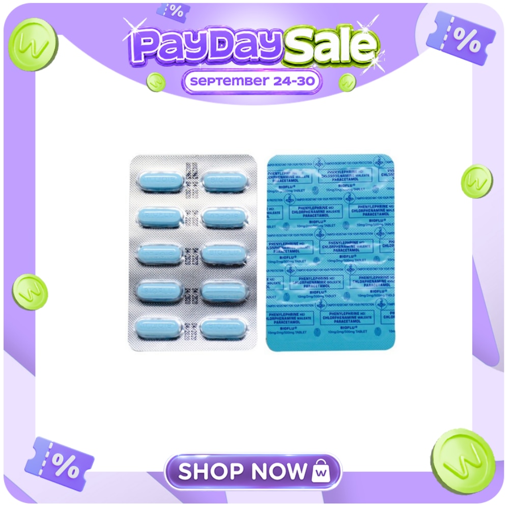 BIOFLU Bioflu Tablet Sold Per Piece (Phenylephrine HCI + Chlorphenamine Maleate + Paracetamol) image