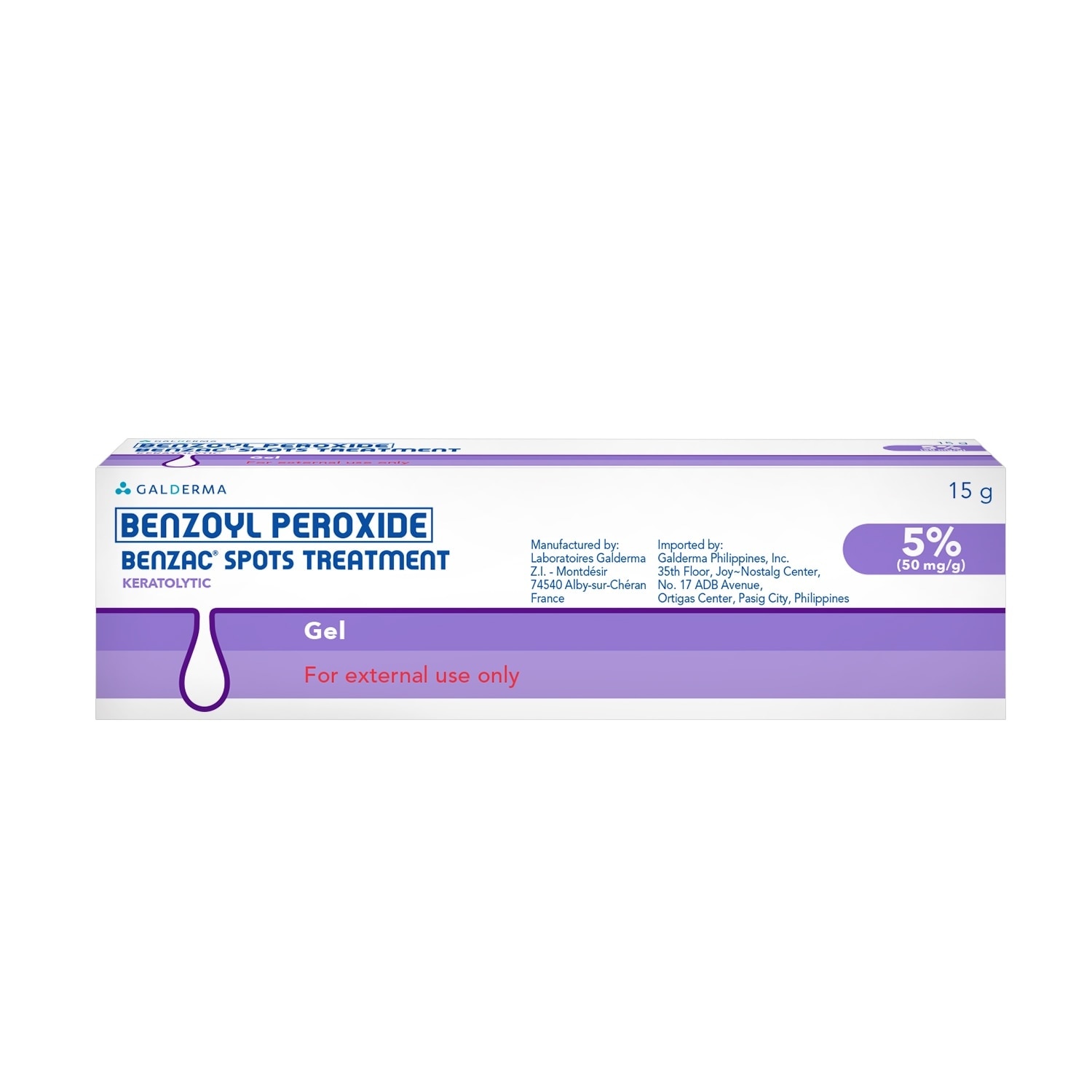 BENZAC Benzoyl Peroxide Spots Treatment Gel 5% 15gm Anti-Acne Pimple Gel Cream