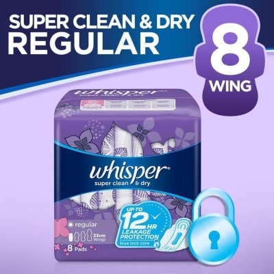 WHISPER Super Clean & Dry Wings Regular Flow 8s