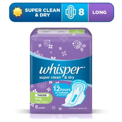 WHISPER Super Clean & Dry Heavy Flow & Overnights Wings 8s