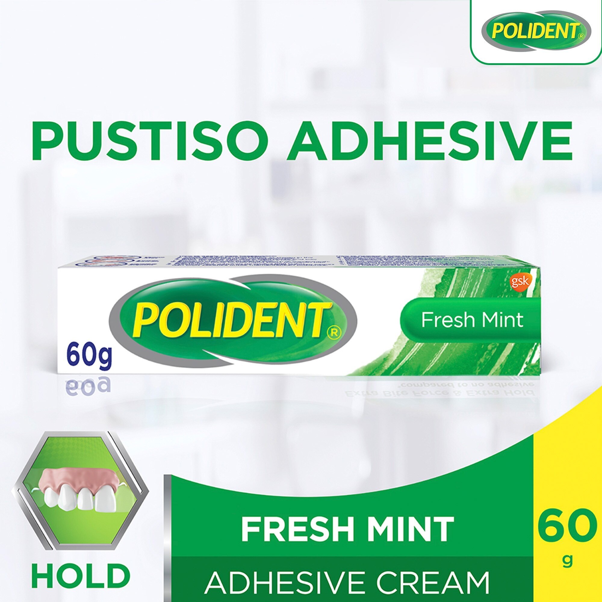 POLIDENT Denture Adhesive Fresh Mint Cream 60g Watsons Philippines