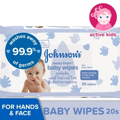 JOHNSONS BABY Johnson's Messy Times Baby Wipes 20s - Wipes for Baby, Baby Care, Baby Essentials, Wet Wipes