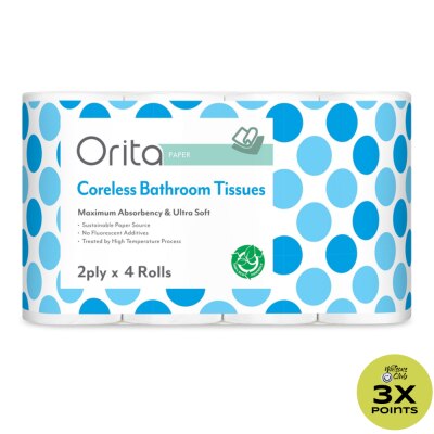 ORITA 2-ply 4 Rolls Coreless Bathroom Tissue