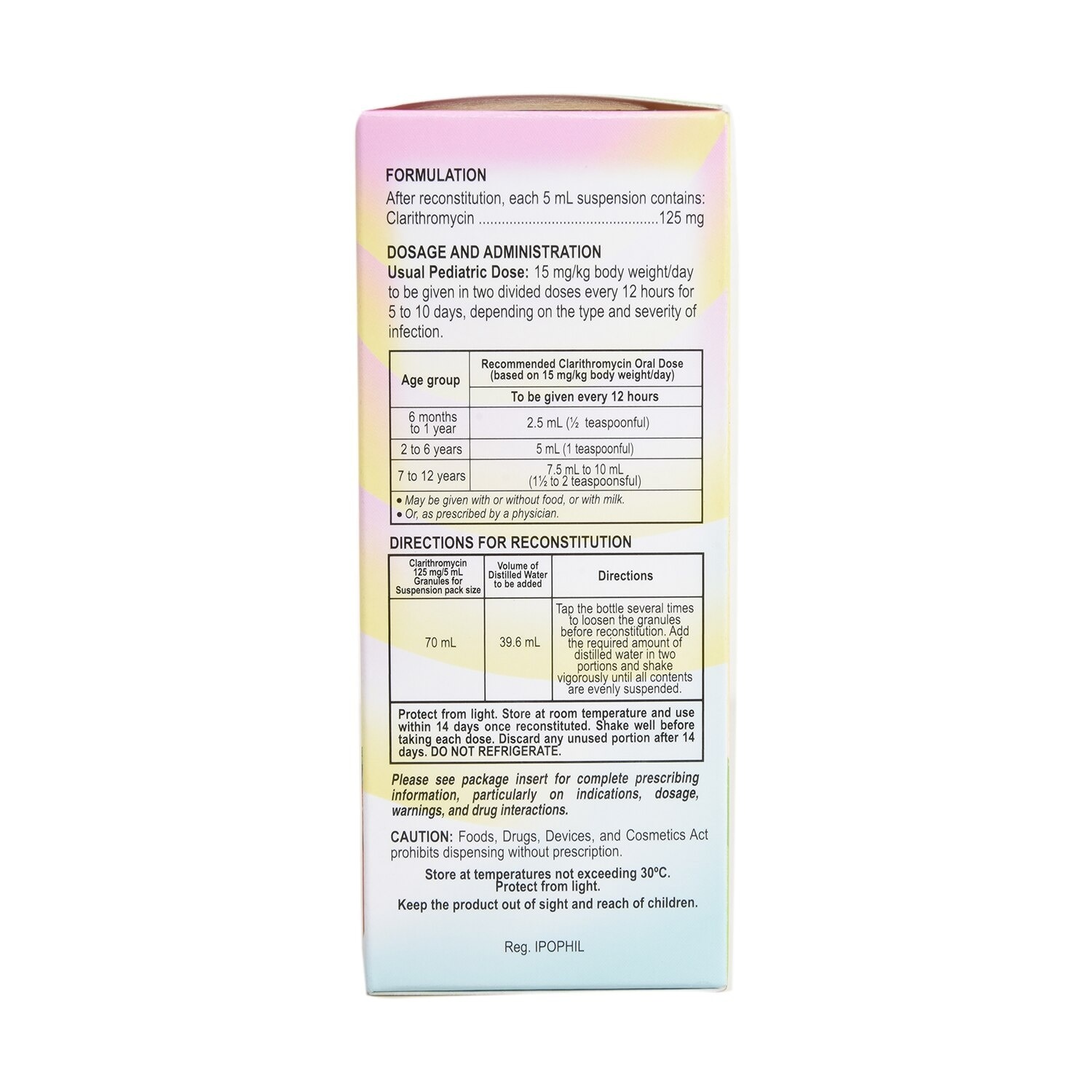 Clarithromycin 125mg/5mL Suspension 70mL [PRESCRIPTION REQUIRED]