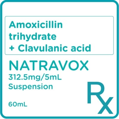 NATRAVOX Amoxicillin Trihydrate + Clavulanic Acid 312.5mg/5ml Oral Suspension 70ml [Prescription Required]