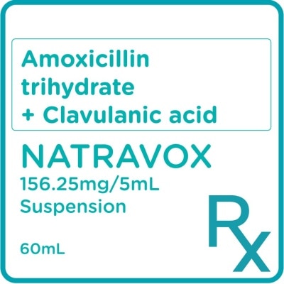 NATRAVOX Amoxicillin Trihydrate + Clavulanic Acid 156.25mg/5ml Oral Suspension 70ml [Prescription Required]