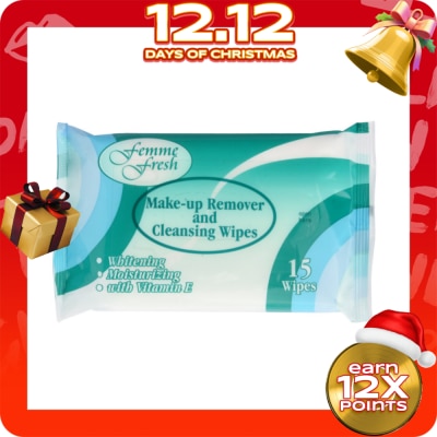 FEMME FRESH Make Up Remover Cleansing Wipes 15 sheets