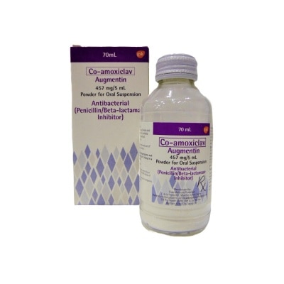 AUGMENTIN Amoxicillin 400mg + Clavulanic acid 57mg Strawberry Oral Suspension 70mL [PRESCRIPTION REQUIRED]