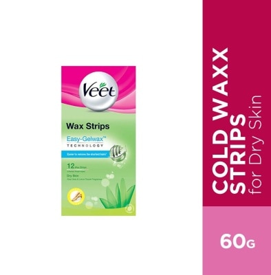 VEET Cold Wax Strips for Legs (Dry Skin) 12 Strips