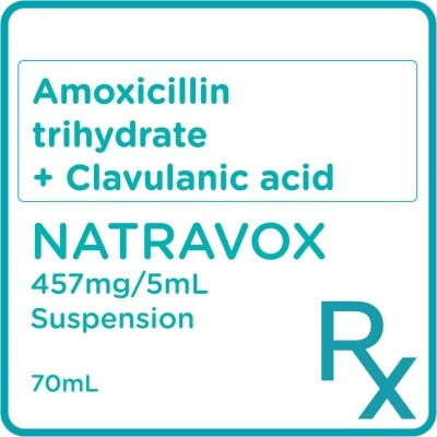 NATRAVOX Amoxicillin trihydrate + Clavulanic acid Suspension 457mg X 70mL [PRESCRIPTION REQUIRED]