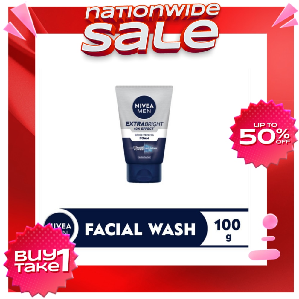NIVEA Men Extra Bright 10x Effect Facial Foam 100g