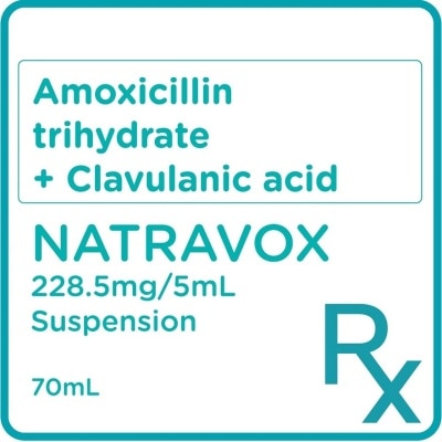 NATRAVOX Amoxicillin Trihydrate + Clavulanic Acid 228.5mg/5ml Oral Suspension 70ml [Prescription Required]