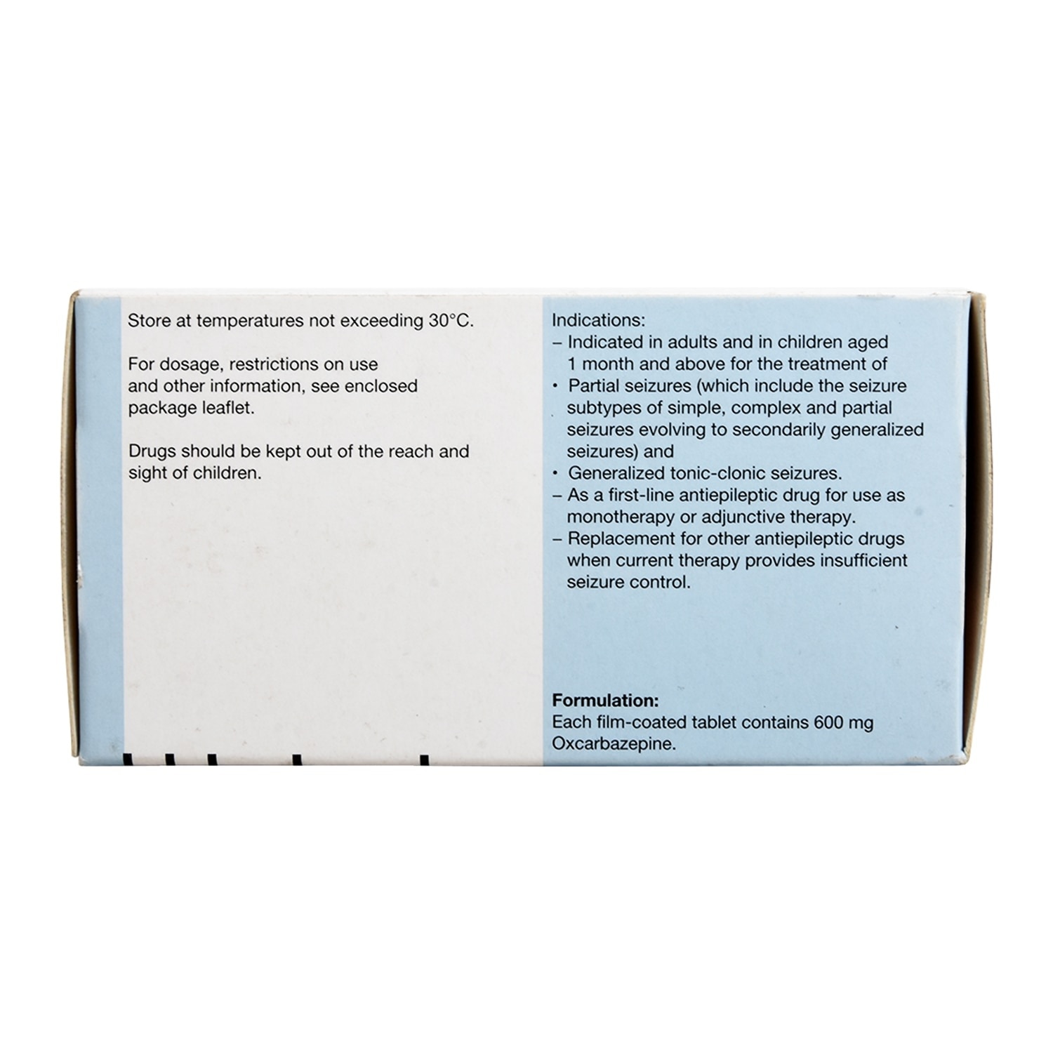 Oxcarbazepine 600mg 1 Film-Coated Tablet [PRESCRIPTION REQUIRED]