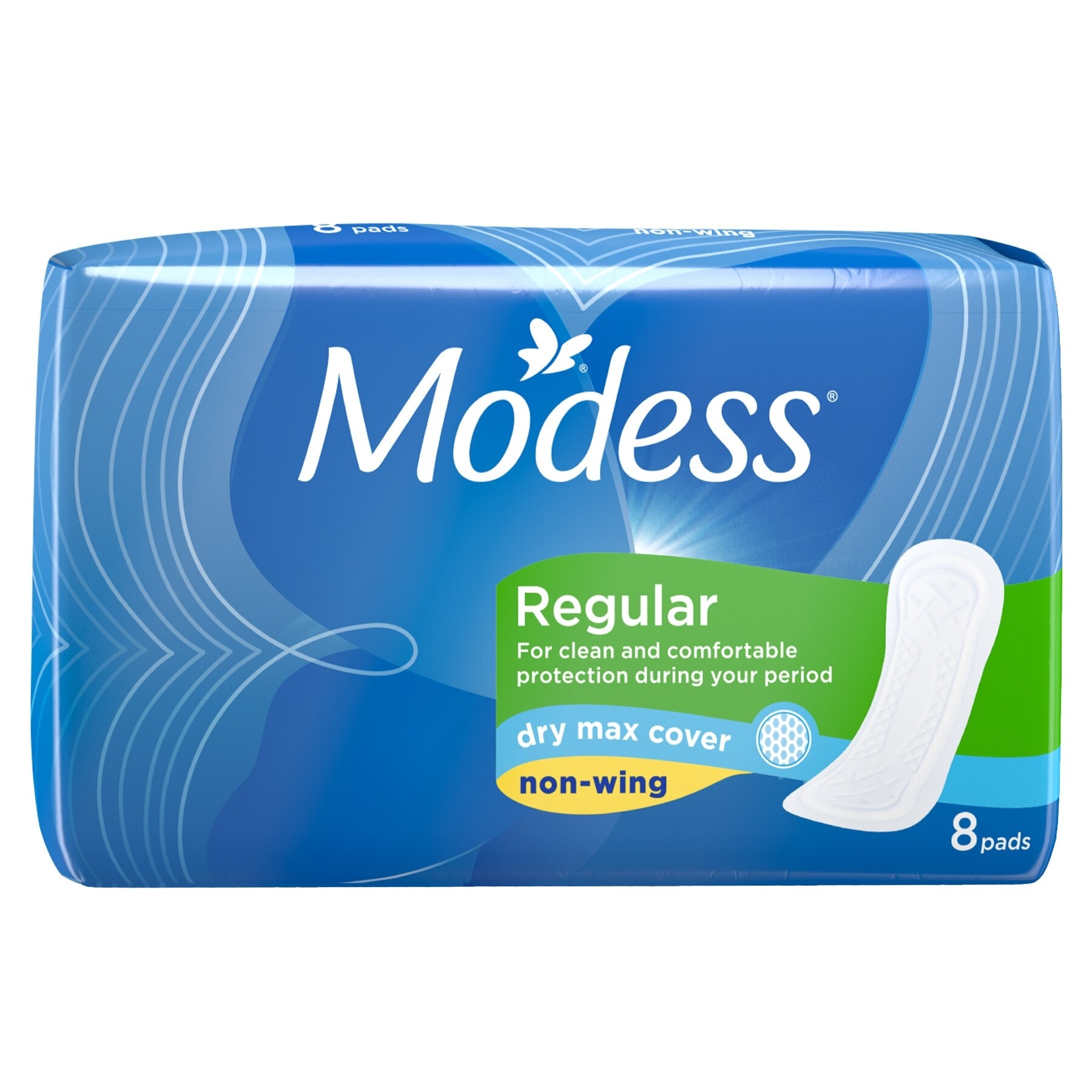 Modess Regular Dry Max Non-Wing Sanitary Napkin 8s - Regular Flow, Dry Feeling