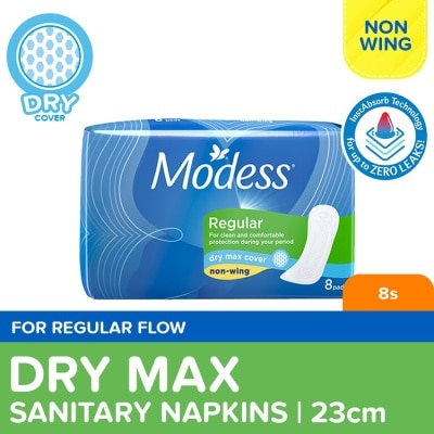 MODESS Modess Regular Dry Max Non-Wing Sanitary Napkin 8s - Regular Flow, Dry Feeling