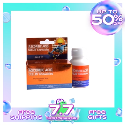 CEELIN Ascorbic Acid 100mg Tablets  x 60 Chewable Tablets/Pack
