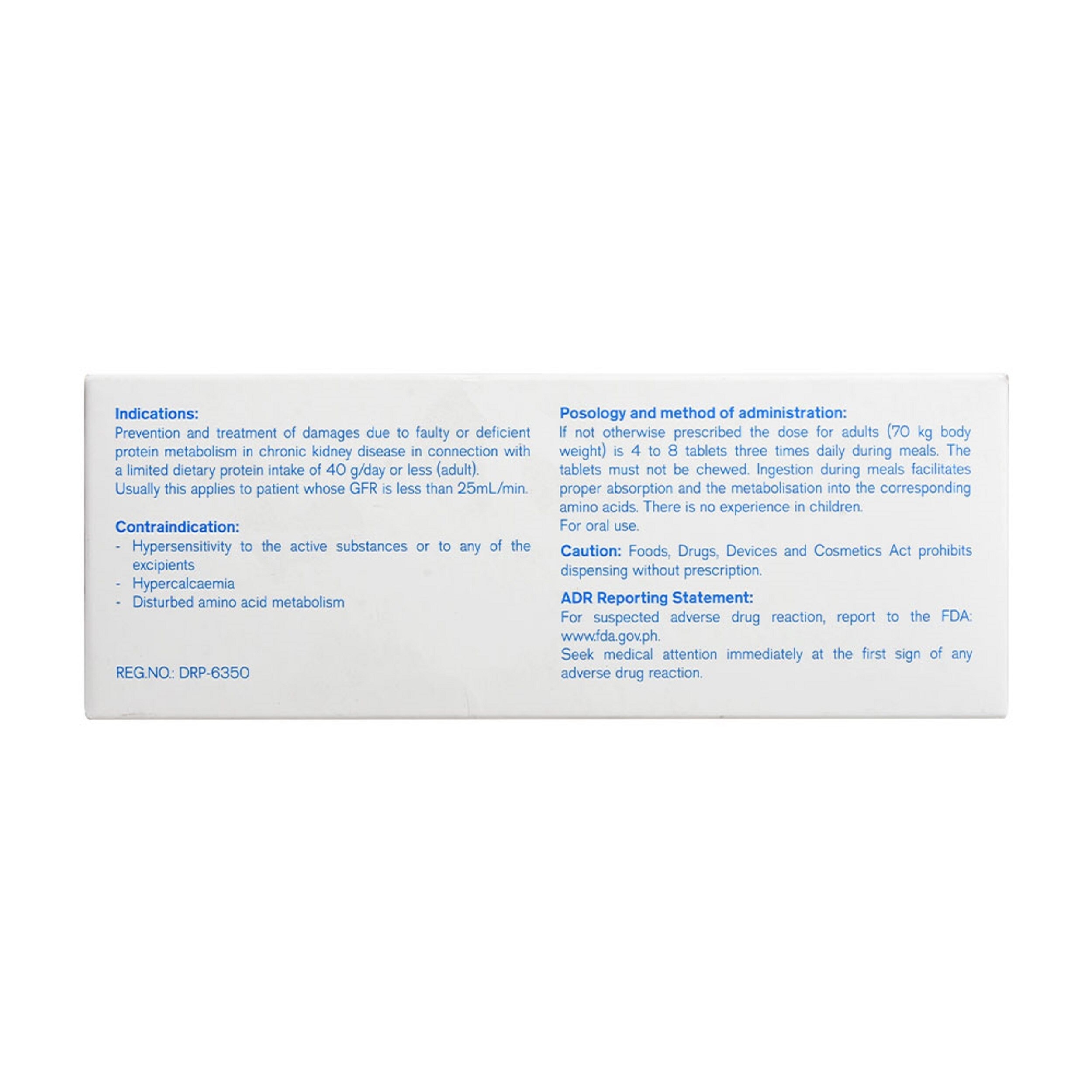 Ketoanalogues + Essential Amino Acids 600mg 1 Film-coated Tablet [PRESCRIPTION REQUIRED]