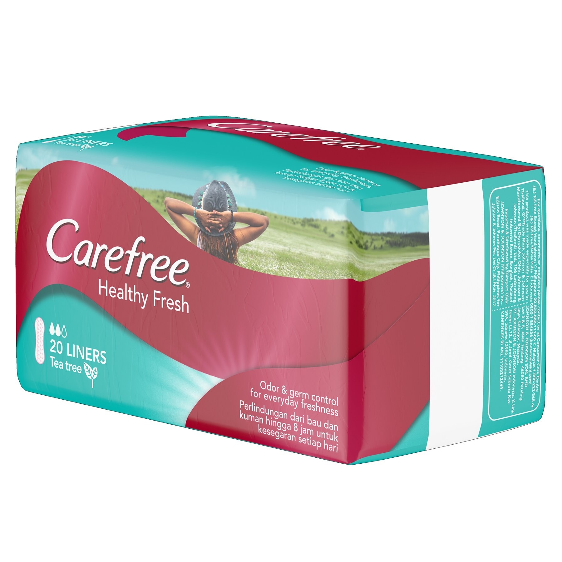 Carefree Healthy Fresh Panty Liners 20s - Feminine Care, Odor Control, Absorb Discharge