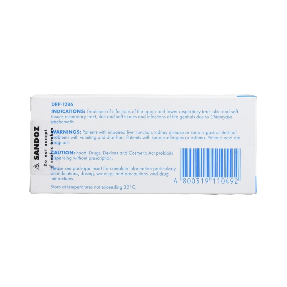 Azithromycin monohydrate 500 mg 1 Film-coated Tablet [PRESCRIPTION REQUIRED]