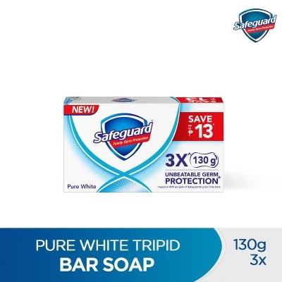 SAFEGUARD Pure White Tripid Bar Soap 130g