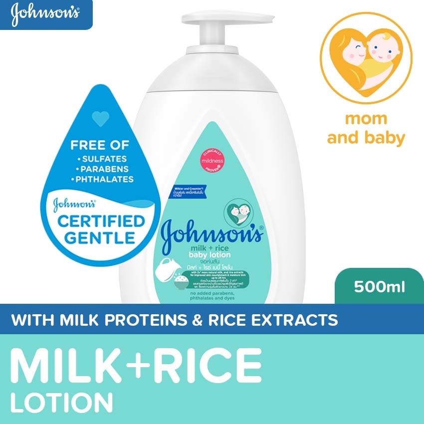 Johnson's Milk+Rice Baby Lotion 500ml-Lotion for Baby,Baby Essentials,Baby Body Lotion,Milk Lotion