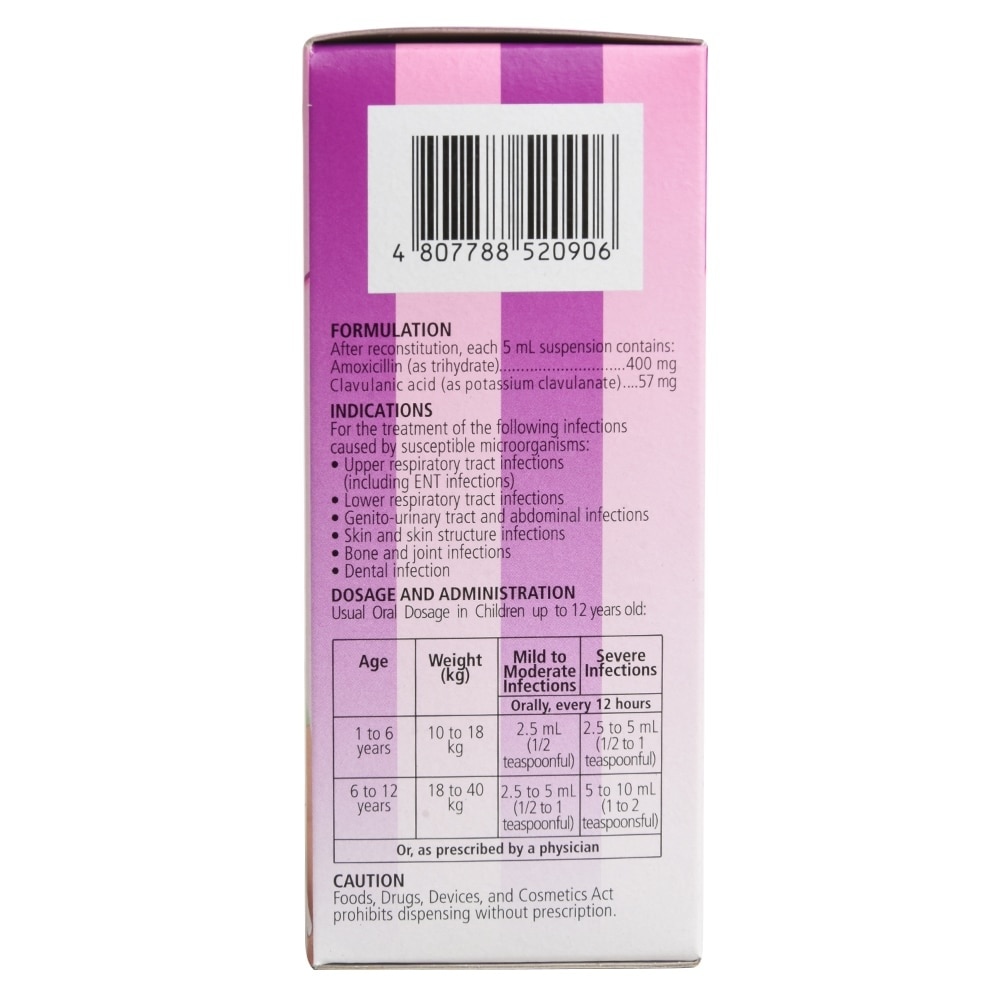 Amoxicillin + Clavulanic Acid 400 mg/57 mg Oral Suspension 70mL [PRESCRIPTION REQUIRED]