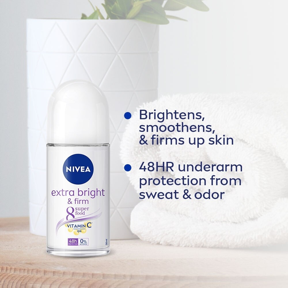 NIVEA Deodorant Extra Bright & Firm with Q10 Anti-Perspirant Roll-On 50ml