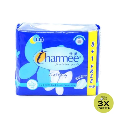 CHARMEE Feminine Pads Cottony for Heavy Flow 8 + 1s With Wings