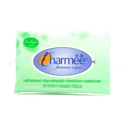 CHARMEE Feminine Wipes 10 Soft and Gentle Wipes Eucalyptus Scent